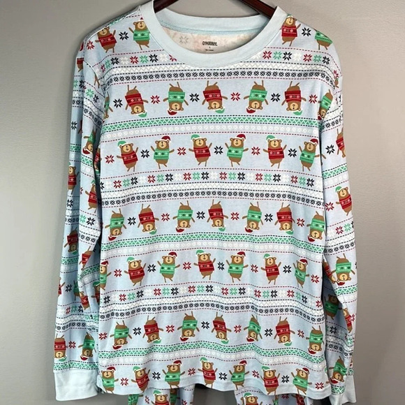 GYMBOREE Youth Girls Baby Blue Christmas Print PJs Long Sleeve Crewneck Bears L - Picture 3 of 10